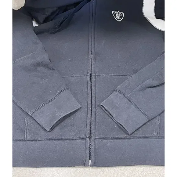 Reebok-Las Vegas Raiders Full Zip Fleece Jacket Silver & Black NFL Women’s Large - Picture 6 of 13